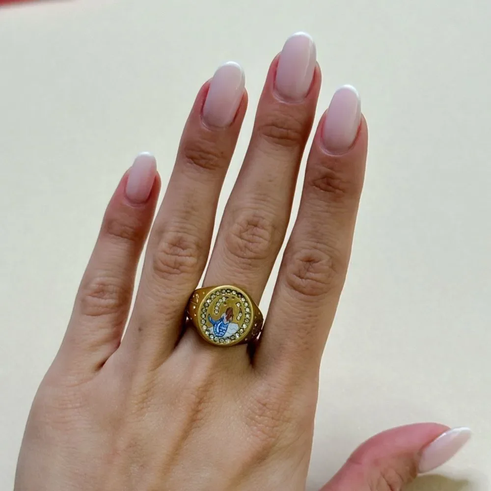 Gold Zodiac Ring with Crystals #1791